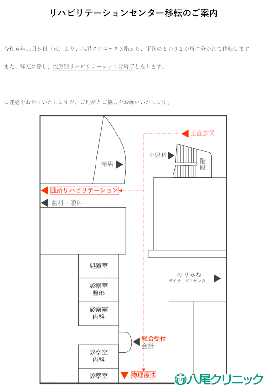 通所リハビリと物理療法の場所変更